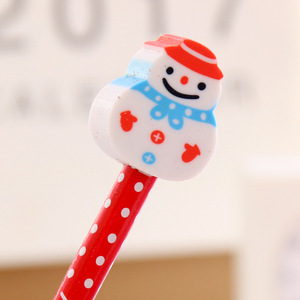 Útiles escolares Regalos de Navidad promocionales lápiz de madera de dibujos animados para niños lápiz estándar HB con borradores lindos - Product Image 6