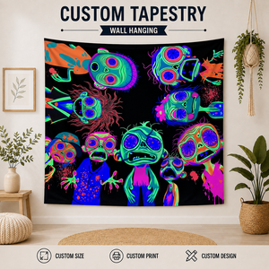 Nouvelle Arrivée <span class=keywords><strong>Tapisserie</strong></span> Murale Halloween Motif Zombie Cartoon Style Néon Horreur pour Chambre, Salle de Jeu, Décoration de Fête - Product Image 1
