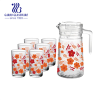 Ensemble de carafe en verre coloré, avec carafe à boire, lot de 7 pièces, décoratifs de fleurs, bon marché, Promotion du nouvel an