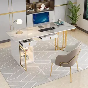 Nordic Light Luxus Büro tisch Schreibtisch möbel mit Schubladen Massivholz Moderne Marmorplatte Schreibtisch
