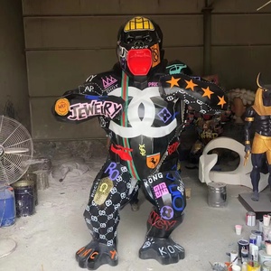 Pop Art Hot Selling Animal FRP Resin Sculptures Custom Made <strong>Life</strong> <strong>Size</strong> <strong>King</strong> <strong>Kong</strong> Apes Chimpanzee Gorilla Statues - Product Image 2