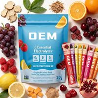 Poudre d'électrolytes instantanée OEM sans sucre, zéro calorie, 6 électrolytes essentiels, mélange de boissons, pack varié, hydratation, 30 sachets