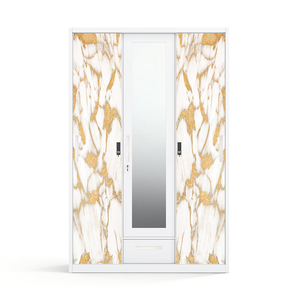Armario de Acero Impreso con 3 Puertas Corredizas y Espejo de 1200 mm para Almacenamiento en el Dormitorio - Product Image 1