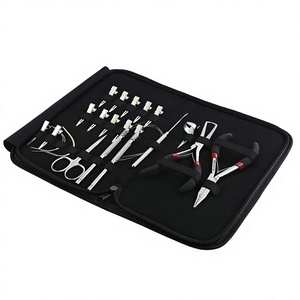 Professional Quality Hair Extension <b>Tools</b> <b>Kit</b> Set With Beading Pliers 12pcs <b>Small</b> Clips Beads Hair Parting Ring 4pcs Needles - Product Image 1