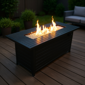 Moderno Braciere in Alluminio da 57 Pollici, Riscaldatore da Esterno a Gas Propano 50000BTU, Tavolo da Giardino Autoportante con Vetro per Fuoco - Product Image 2