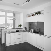 Meubles de cuisine Shaker modernes sur mesure, modulaires, pour petits appartements, en stratifié, résine écologique, acrylique, marbre, robinet inclus
