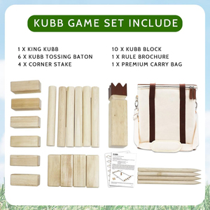 Jeu de Kubb avec sac en toile, jeu de lancer et <span class=keywords><strong>d</strong></span>'<span class=keywords><strong>échecs</strong></span> géant Viking pour enfants, adultes et famille sur pelouse - Product Image 2