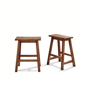 Tabourets de cuisine et de salle à manger en noyer, hauteur comptoir, style rustique campagnard, lot de 2, tabourets rectangulaires en bois pour petits espaces - Product Image 1