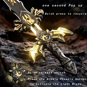 <span class=keywords><strong>Épée</strong></span> Lumineuse <span class=keywords><strong>Double</strong></span> <span class=keywords><strong>Lame</strong></span> 2-en-1 « <span class=keywords><strong>Épée</strong></span> Sacrée des Empereurs Tonitruants » pour Enfants avec Insertion de Lames à <span class=keywords><strong>Double</strong></span> Tranchant et Jouet Émetteur de Lumière - Product Image 2