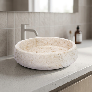 Cuenco de Piedra de Travertino Hecho a Mano, Cuenco Decorativo Rústico con Textura, Vajilla Tallada en Color Beige para Decoración del Hogar - Product Image 3