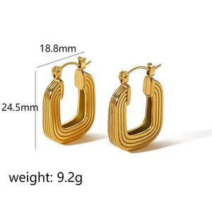 ต่างหูทรงเรขาคณิต ชุบทอง 18k ทำจากไทเทเนียมสตีล สำหรับผู้หญิง เหมาะสำหรับงานปาร์ตี้ เครื่องประดับแฟชั่นโดดเด่น - Product Image 4