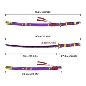 Réplique d'arme réelle de 104 cm inspirée de l'anime japonais One Piece, épée <span class=keywords><strong>Katana</strong></span> <span class=keywords><strong>Enma</strong></span> violette de Roronoa Zoro pour jeu de rôle pour adultes et enfants - Product Image 2