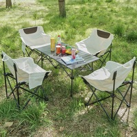 Ensemble de table et de chaises empilables pour le camping en plein air, design pliable en forme d'œuf, en acier au carbone, pour pique-nique et plage