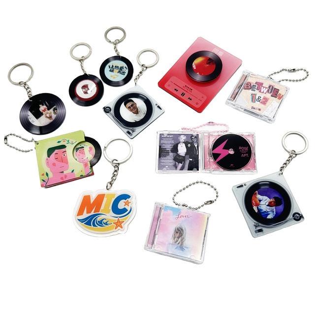 Mini Idol CD Key Chain Music Player Scan Card Keychain Kpop Music Album Charms Acrylic DIY Mini NFC CD Box Key Chain NFC Tag