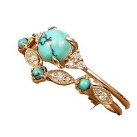 Offre Spéciale : Ensemble de Bagues Rétro Style Western en Turquoise pour Femmes et Hommes – Bijoux de Fête en Turquoise avec Zircon