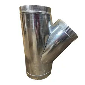 customize OEM SNAP ON Galvanized Duct Wye Branch Ductwork Metal Duct Connector Metal Duct Connector Ventilation Vent Pipe