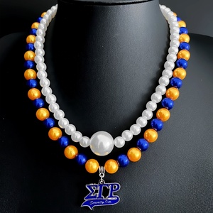 Atacado camada colar dupla pérola royal azul e amarelo sigma gamma rho poodle pingente EEYIP pingente colar - Product Image 2