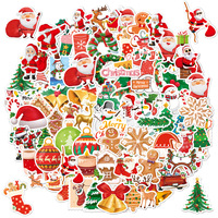 Autocollants de Noël holographiques laser imperméables, autocollants décoratifs pour cadeaux de fête pour enfants avec motifs Père Noël, bonhomme de neige, rennes