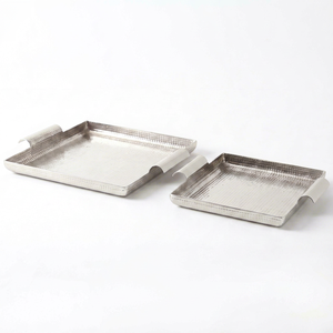 Plateau de service en métal fait main, plateau alimentaire en aluminium, différentes tailles, plateau de service alimentaire en métal de forme carrée, plateau élégant - Product Image 1