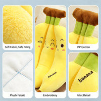 Aangepaste Pluche Bananenbos Gevuld Kussen Zacht Kawaii Fruitkussen voor Cadeau en Huisdecoratie