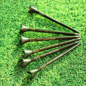Unbreakable Colorful Custom Logo Stripes Tee Golf Accessories Supply 45/70/83mm Wood Bamboo Plastic Golf Tees