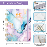 Agenda Diaria Personalizada 2027 con Encuadernación en Espiral, Tapa Dura, Calendario Personalizado, Papel Grueso, Libreta de Citas