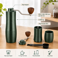 Penggiling Kopi OEM ODM 3-Tahap dengan Gagang Kayu Walnut, Pegangan Ergonomis Nyaman, Logo Kustom, Pasokan Grosir