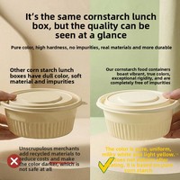 Boîte à lunch jetable en amidon de maïs avec couvercle, biodégradable, de qualité alimentaire, utilisable au micro-ondes pour la restauration rapide et les soupes
