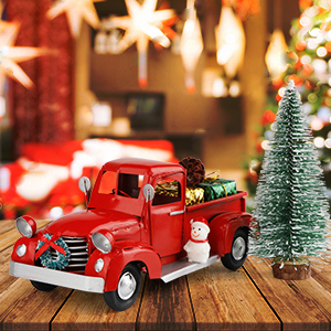 Modelo <span class=keywords><strong>de</strong></span> camión rojo <span class=keywords><strong>de</strong></span> Metal Vintage hecho a mano, juguetes para niños, artesanías navideñas personalizadas para niños, decoración <span class=keywords><strong>de</strong></span> adornos navideños - Product Image 2