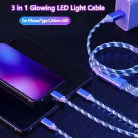 Cargador de Teléfono con Luz LED Brillante 3 en 1, Cable Luminoso con Funda de TPE para iPhone 14, para S6, USB Tipo C