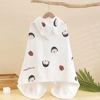 Peignoir de bain pour bébé en coton pur à quatre couches, écologique, à capuche, motif dessin animé, poncho portable, serviette de bain en guimauve