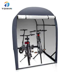 Tragbares Aufbewahrungsdiele im Freien 120 × 163 × 176 cm Vordach-Überdachung mit aufklappbarer Reißverschlusstür für Fahrrad Motorrad
