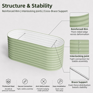 Bac à légumes ovale surélevé ergonomique de 34 pouces, jardinière en métal résistant à la rouille pour pommes de terre et carottes, usine OEM/ODM - Product Image 5