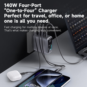140W GaN <strong>Charger</strong> Type-<strong>C</strong> Laptop <strong>Charger</strong> 3 <strong>USB</strong> <strong>C</strong> 1 <strong>USB</strong> a Power Adapter US UK EU <strong>Plug</strong> with AI Smart Display for Phone Tablet - Product Image 3