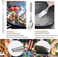 11Pcs Set Peralatan Panggang BBQ dari Baja Tahan Karat, Perlengkapan Alat Panggang Praktis Portabel dengan Tas Penyimpanan