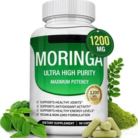 Capsules de feuilles de Moringa 1200 mg, complément alimentaire végétalien à base de plantes pour adultes, soutien de la santé immunitaire et intestinale