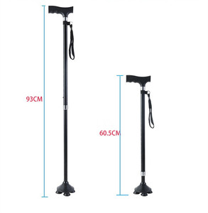 Bastón telescópico de aluminio para caminar para hombre mayor, bastón de viaje con cuatro patas - Product Image 2
