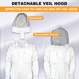 Breathable 3-Layer Ventilated Beekeeping <b>Suit</b>, Full Protection <b>Bee</b> <b>Suit</b> with Detachable Veil, S-6XL for Beekeepers - Product Image 4
