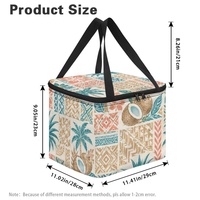 Sac à lunch isotherme personnalisé avec imprimé botanique tropical de feuilles de noix de coco, avec fermeture éclair et poignées de transport
