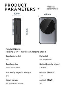 Nuevo Cargador Inalámbrico Portátil, Flexible y Plegable, Soporte de Carga Rápida de 15W, Adaptador de Viaje Universal Magnético Tipo-C para Auriculares - Product Image 4