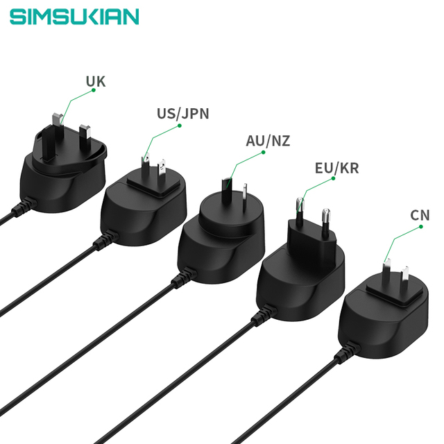 China 100-240V Power Supply Adapter with CE UKCA FCC SAA ROHS EMC LVD Certifications AC DC IT for Plug-In Connection KR EU
