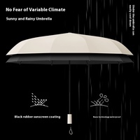 Parapluie pliant simple en caoutchouc noir à double usage 10 os Design classique avec impression de logo Sunny Rain pour publicité ou cadeau
