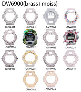 Boîtier de montre Hip Hop <span class=keywords><strong>Casio</strong></span> DW6900 en laiton, style <span class=keywords><strong>G</strong></span>-<span class=keywords><strong>Shock</strong></span>, avec lunette entièrement sertie de moissanite VVS1, pièces de montre Iced Out, cadre de remplacement pour modification. - Product Image 1