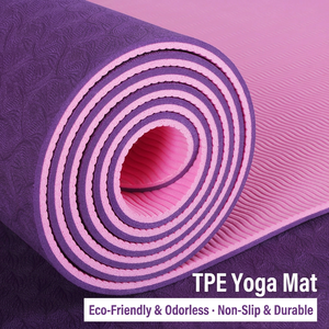Tapis de yoga TPE antidérapant, absorbant les chocs, insonorisant, avec lignes de guidage pour les postures, tapis d'exercice et de danse pour la maison et le studio - Product Image 3