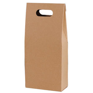 Bolsas de Regalo para Vino de Papel Kraft Portátiles Personalizadas al por Mayor, Caja de Embalaje para Botellas de Vino Individuales y Dobles con Ventana - Product Image 1