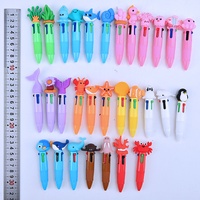 Pulpen Empat Warna Lucu Terlaris Ujung 0.7mm Ukuran 9.8cm Desain Kartun Kehidupan Laut untuk Jurnal Mini