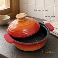 Casserole en émail Maifanshi à double poignée pour cuisinière à gaz et à induction