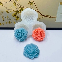 Dreiblättrige Pfingstrosen- und Rosen-Silikonform für Fondant, DIY-Kerzendekoration, Schokolade und Kuchendekoration