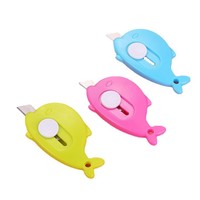 Cutter multifonction portable HAIJU Mini Cartoon : Ouvre-boîte, découpeur de papier, motifs Dauphin, Petite Baleine, Carotte, Nuage, multicolore, pour étudiants