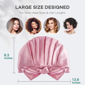 Grote Douchekap Voor Dames Herbruikbare Waterdichte Verstelbare Douchekap Met Zijden Satijn Gevoerde Luxe Douchekap Voor Lang Haar - Product Image 2
